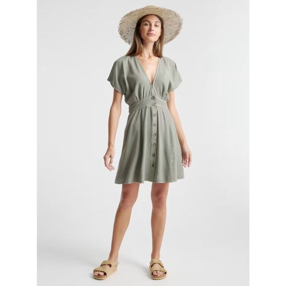 Quince Vintage Wash Tencel Button Front Dress - Picture 1 of 9